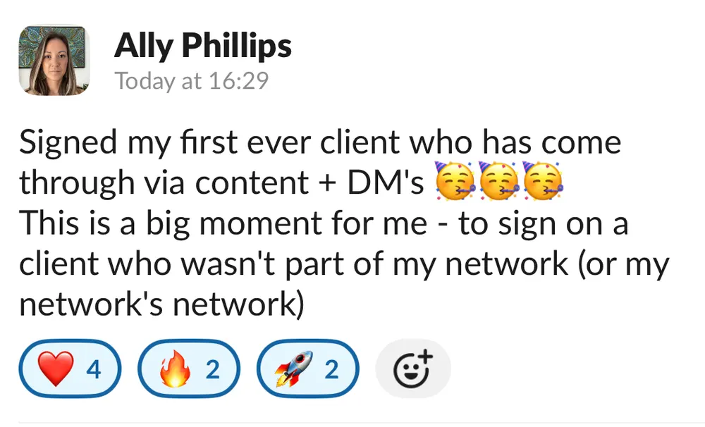 Ally Phillips: signed the first ever client through content and DMs