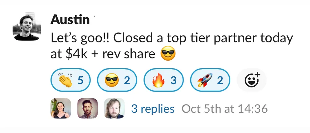 Austin Coldiron: closed a top tier partner at $4k plus rev share