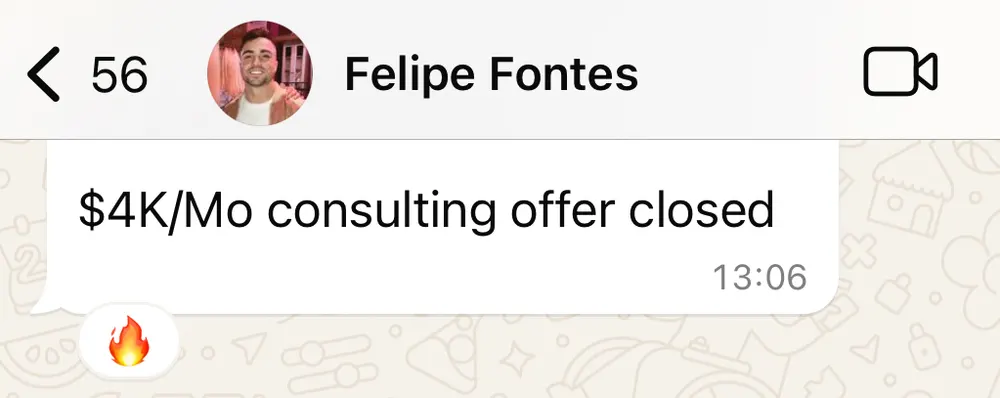 Felipe Fontes: $4k/month consulting offer closed