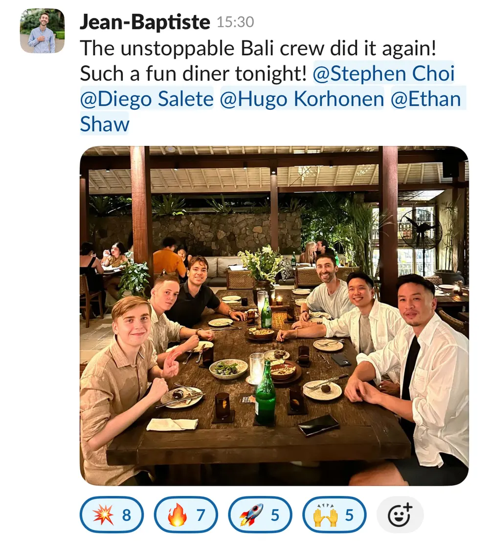 Jean-Baptiste: the unstoppable Bali crew dinner