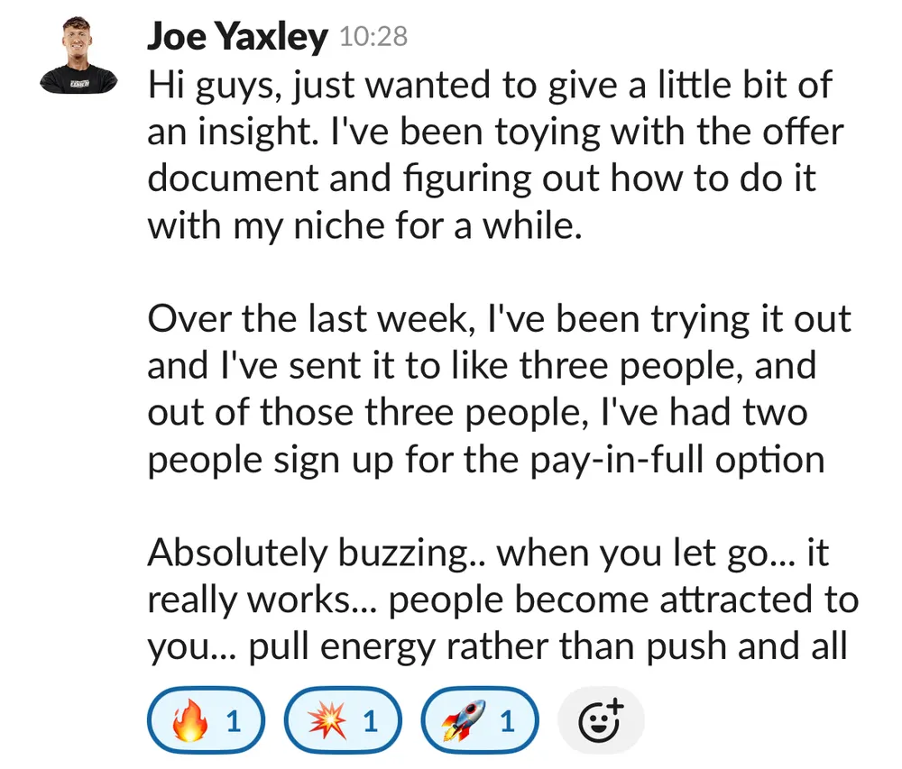 Joe Yaxley: 2 of 3 people signed up pay-in-full from the offer doc