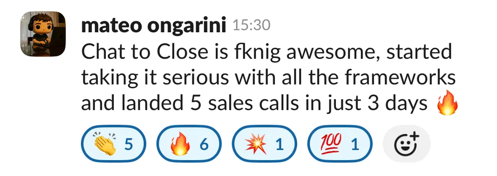 Mateo Ongarini: 5 sales calls landed in 3 days with Chat to Close
