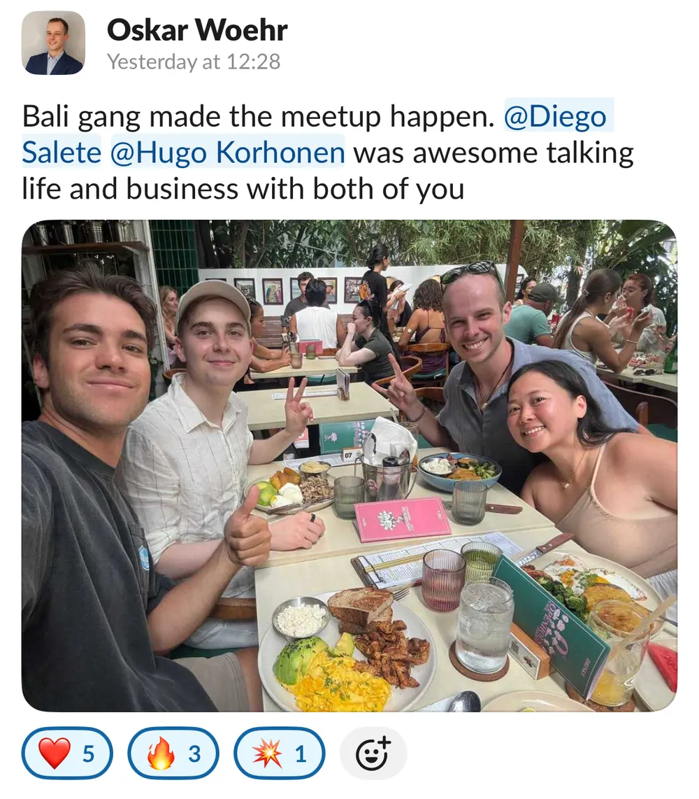 Oskar Woehr: Bali gang meetup talking life and business