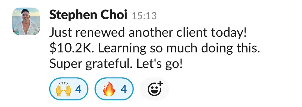 Stephen Choi: renewed another client at $10.2k